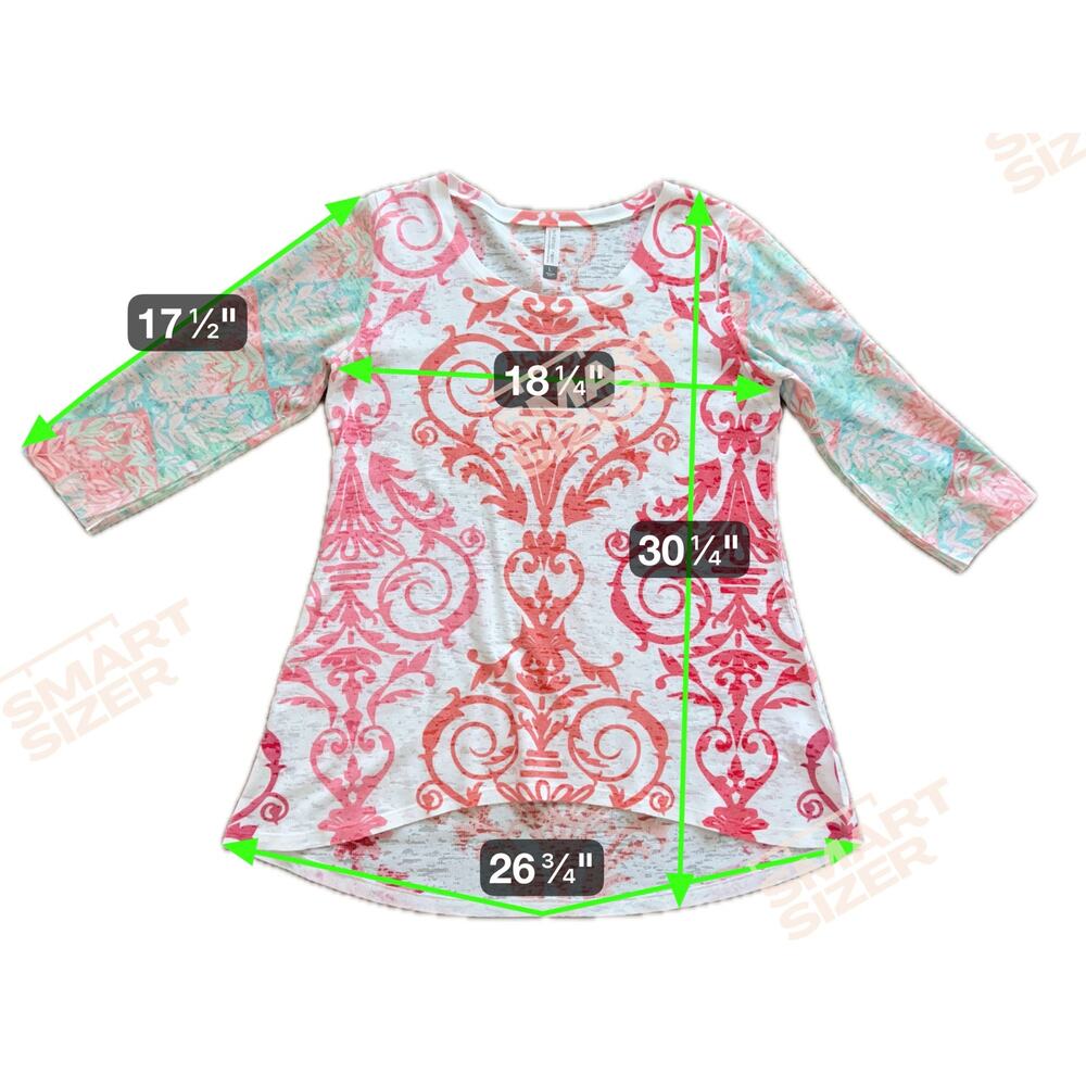 Whimsy Rose Sundance Women's Blouse Tunic Top Shirt Large 3/4 Sleeve Baby Waffle - Picture 6 of 6